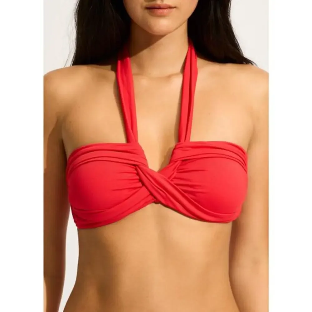Seafolly Collective‎ Halter Bandeau Bikini Top Chilli Red XL 12